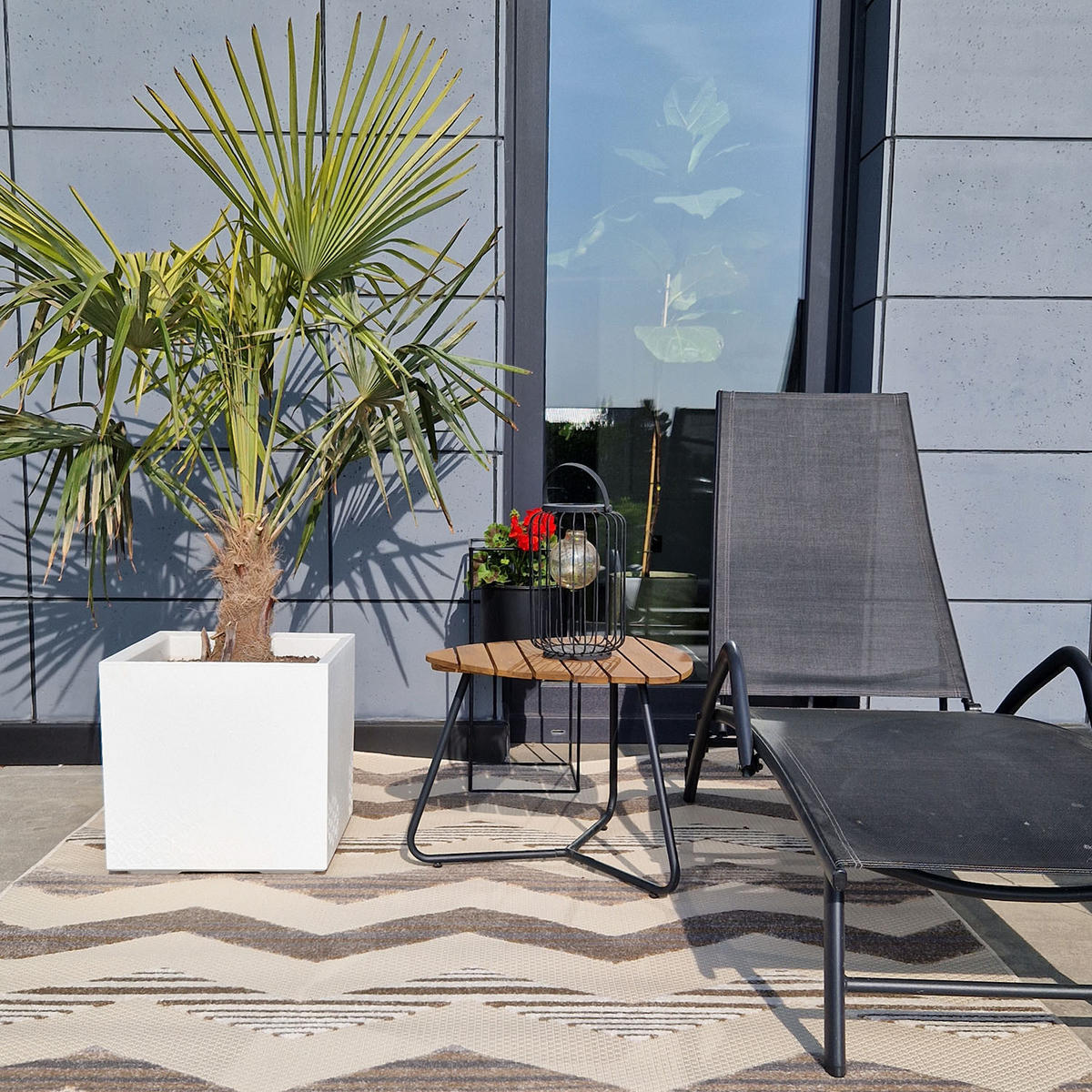 TEPPICH Outdoor Beige Bunte Chevron Geometrisch Kurzflor Rechteckig - 80x150 cm - Braun, Textil (80/150cm) - Mazovia