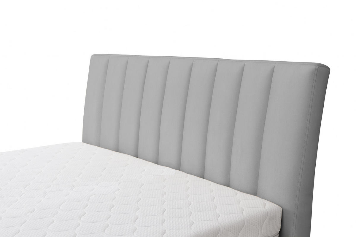 POLSTERBETT mit Bettkasten und Matratze NUBIA, Hellgrau, 180x200 cm - Hellgrau, Textil (180/200cm) - KS Home Concept
