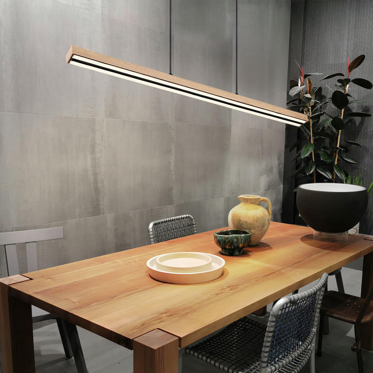 LED HÄNGELEUCHTE Doro Holzoptik Braun - Braun, Metall (101/7.5/120cm) - Globo Lighting