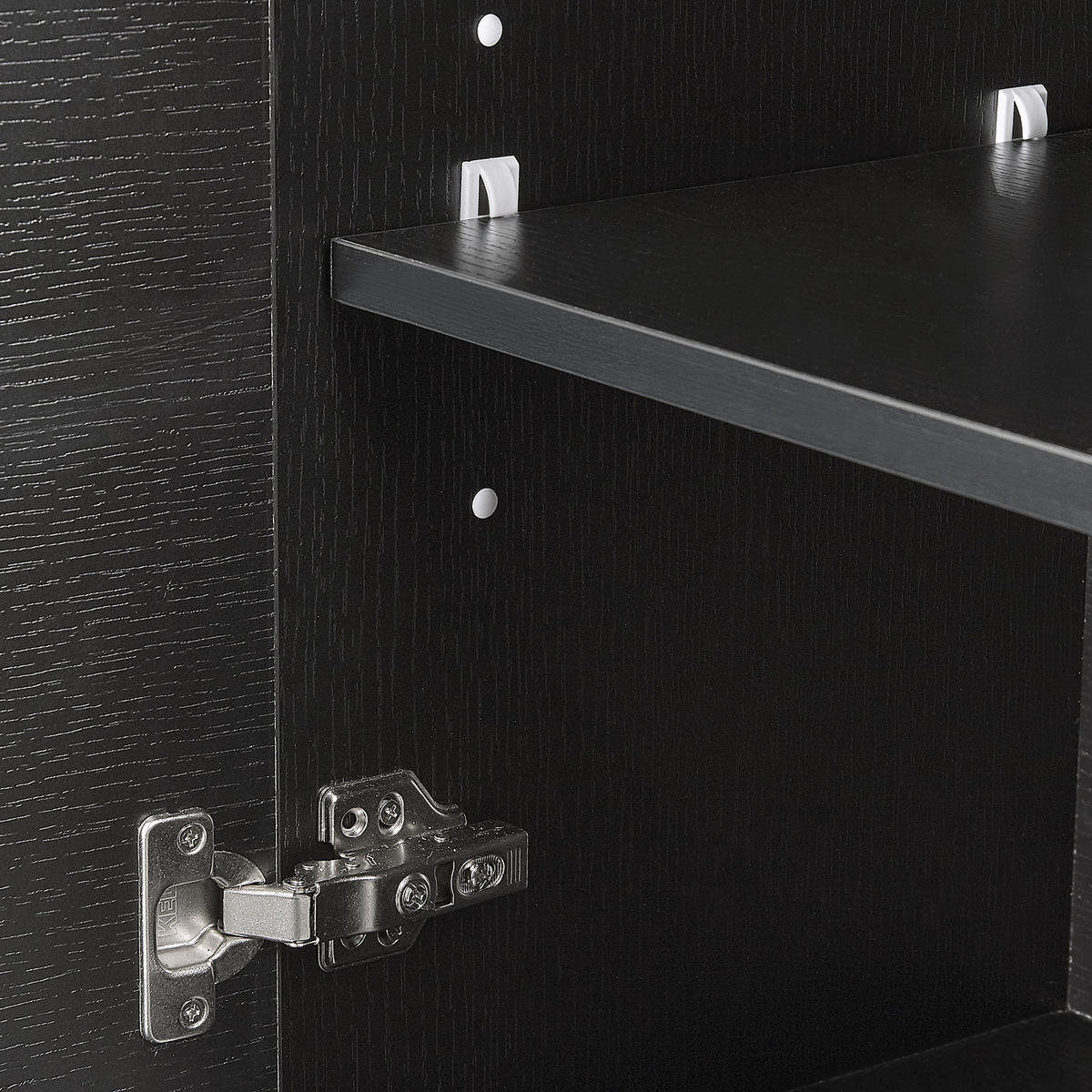 BAD HÄNGESCHRANK schwarz Bilbao - Silberfarben/Schwarz, Holzwerkstoff (40/88/35cm) - Beliani