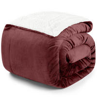 KUSCHELDECKE Sherpa 220/240 cm, Dunkelrot - Dunkelrot, Textil (240/220cm) - Blumtal