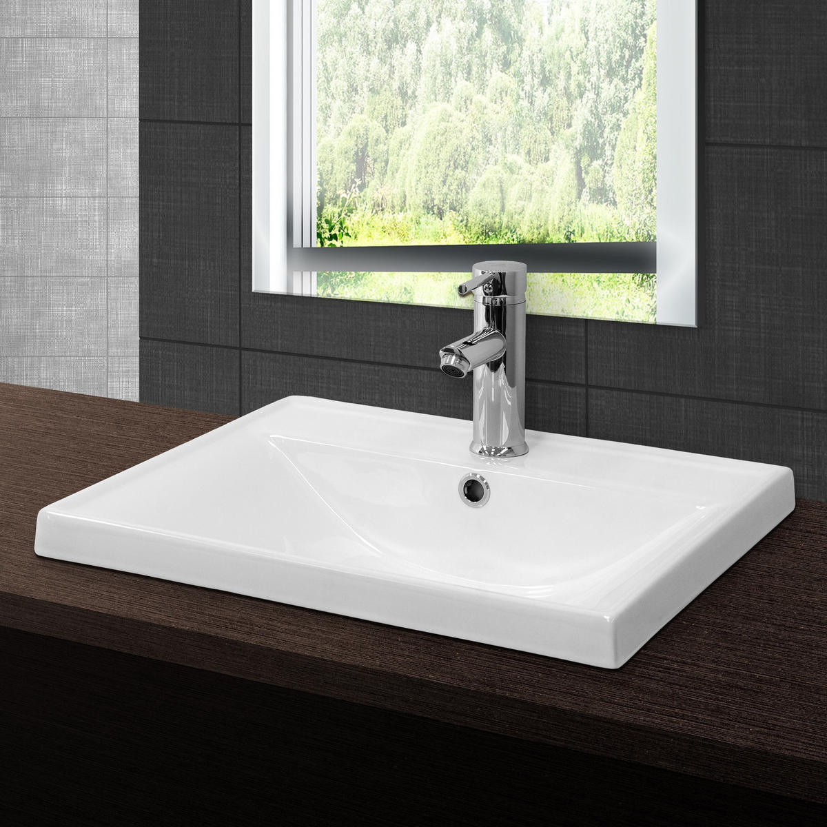 WASCHBECKEN - Weiß, Keramik (41.5/15.5/51cm) - ML-DESIGN