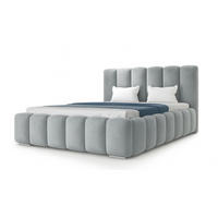 POLSTERBETT BARON mit Kopfteil, 180 x 200 cm, Doppelbett mit Bettkasten und Lattenrost aus Metall, Velourstoff, Frabe: Hellgrau - Hellgrau, Holz/Kunststoff (180/200cm) - Agmat-Furniture