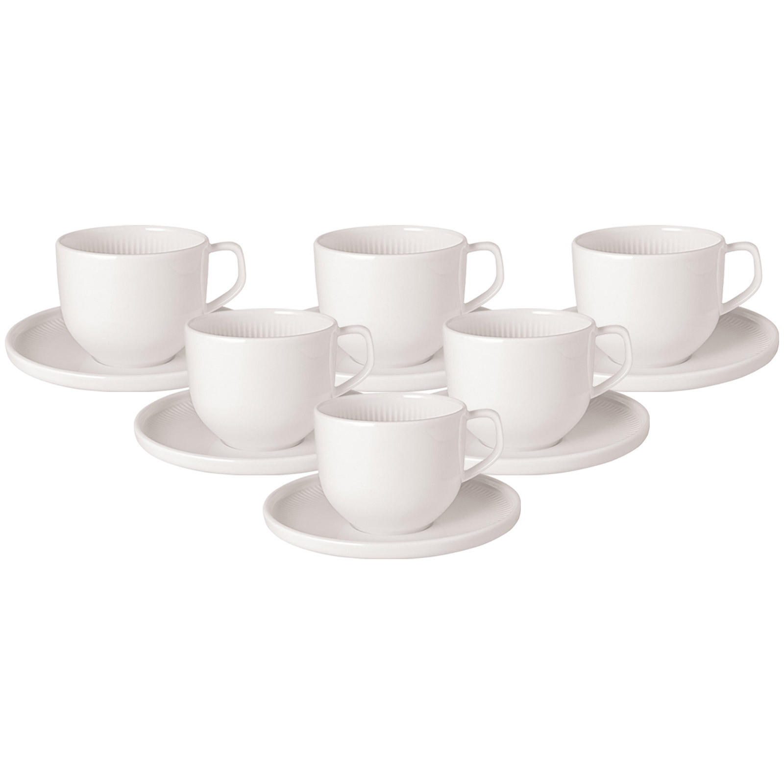 KAFFEETASSEN MIT UNTERTASSEN Afina weiß 150 ml 6er Set - Weiß, Keramik (14.2/9/14.2cm) - Villeroy & Boch