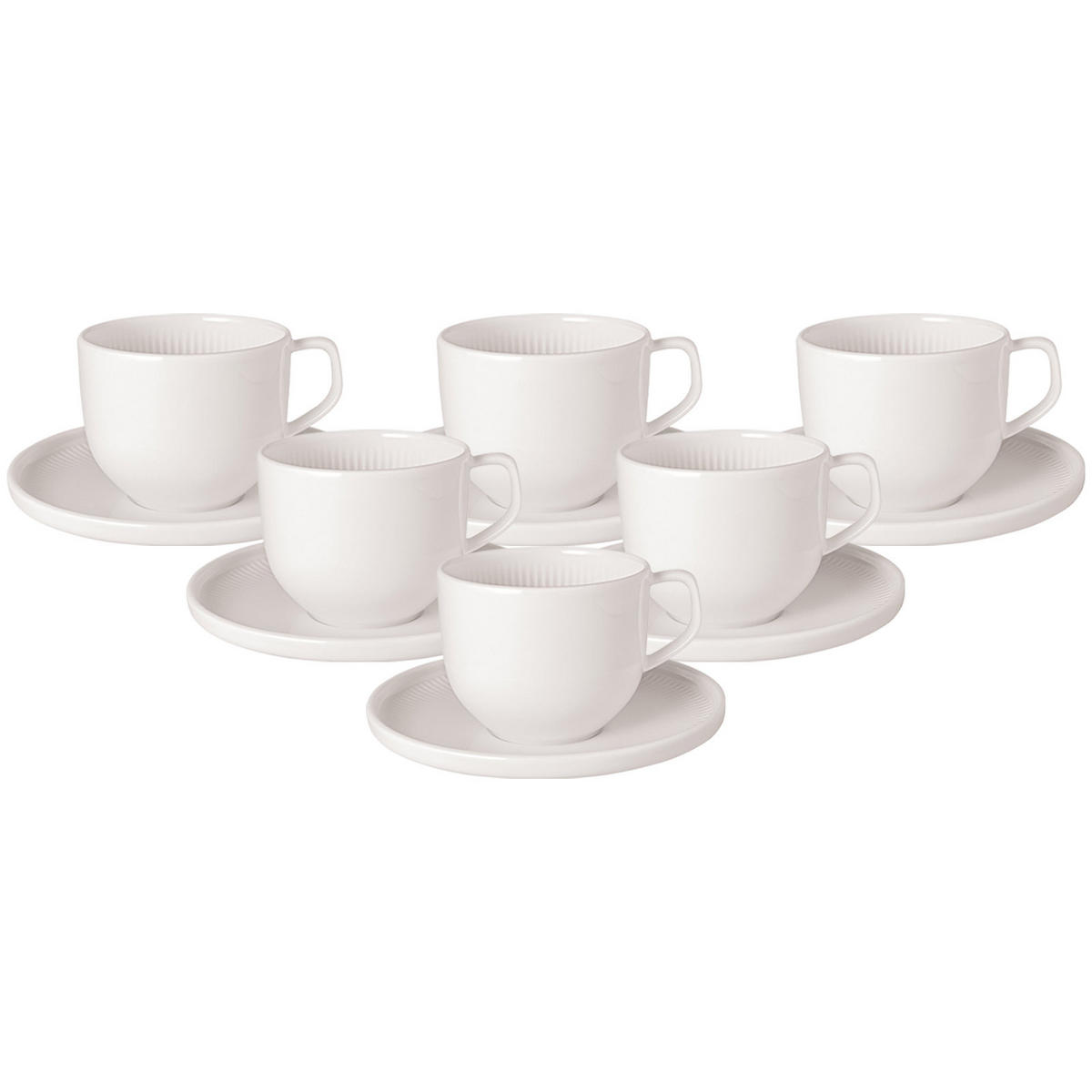 KAFFEETASSEN MIT UNTERTASSEN Afina weiß 150 ml 6er Set - Weiß, Keramik (14.2/9/14.2cm) - Villeroy & Boch