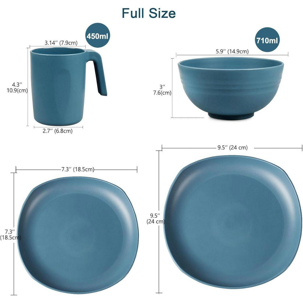 KOMBISERVICE 16-teiliges Set PP bruchfest für 4 Personen - Multicolor, Kunststoff (24/7.6/24cm)