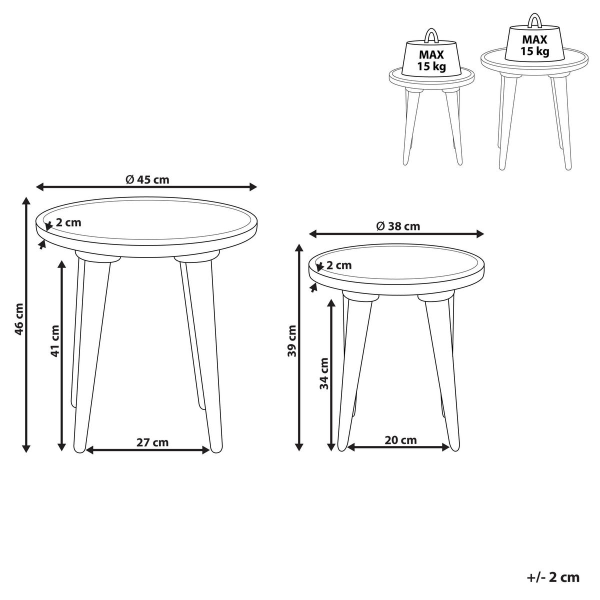 BEISTELLTISCH 2er-Set Rund Grün Maharo - Grün, Holz (45/45cm) - Beliani