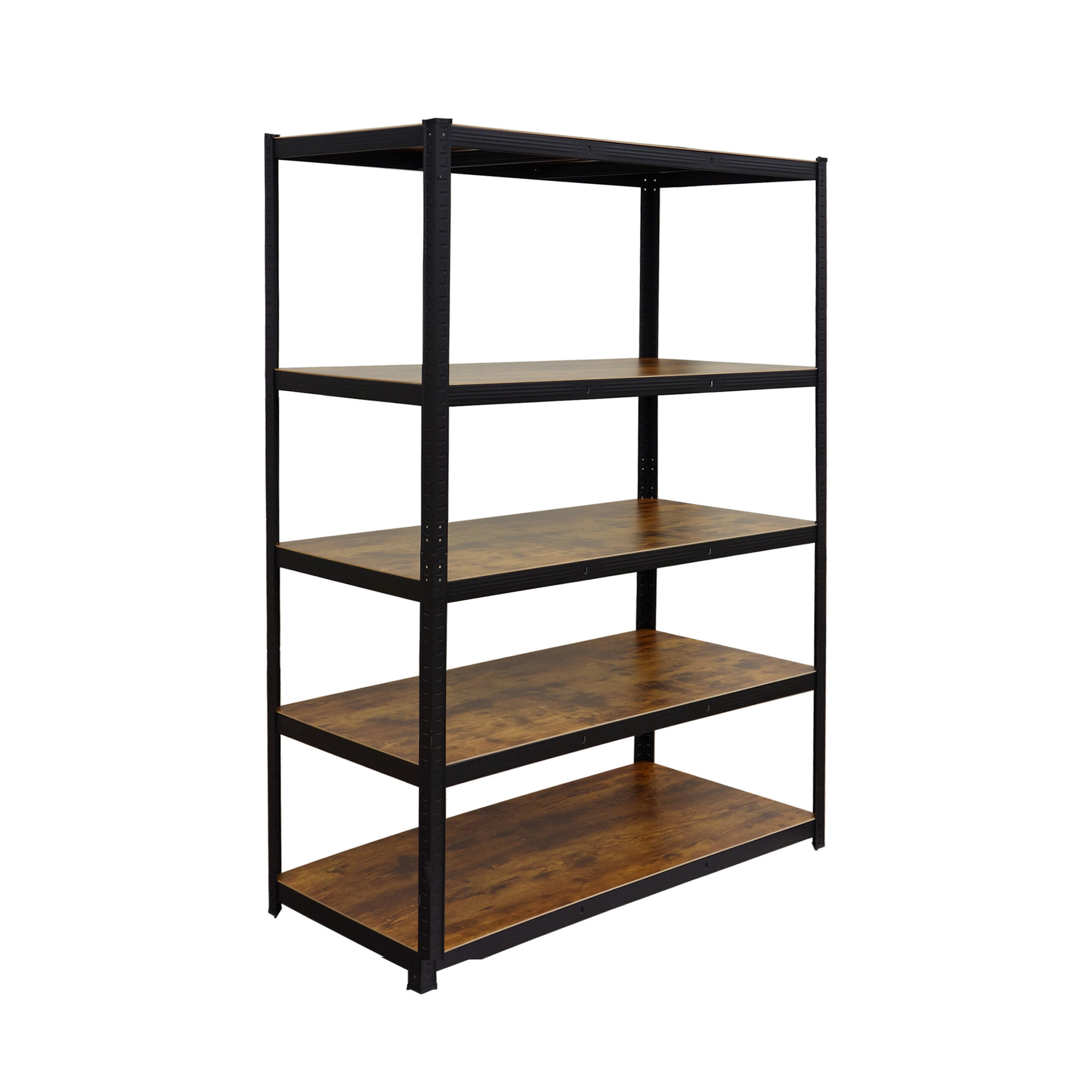 SCHWERLASTREGAL Schwarz Braun Stahl 5-Böden 500 kg - Multicolor, Holzwerkstoff/Kunststoff (120/200/60cm) - Relaxdays