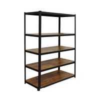 SCHWERLASTREGAL Schwarz Braun Stahl 5-Böden 500 kg - Multicolor, Holzwerkstoff/Kunststoff (120/200/60cm) - Relaxdays