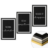 WANDBILDER 3er-Set - 40x60 cm Schwarzer Rahmen - Elegante Motive auf schwarzem Grund - Schwarz, Kunststoff (40/60cm) - ArtPrintCave