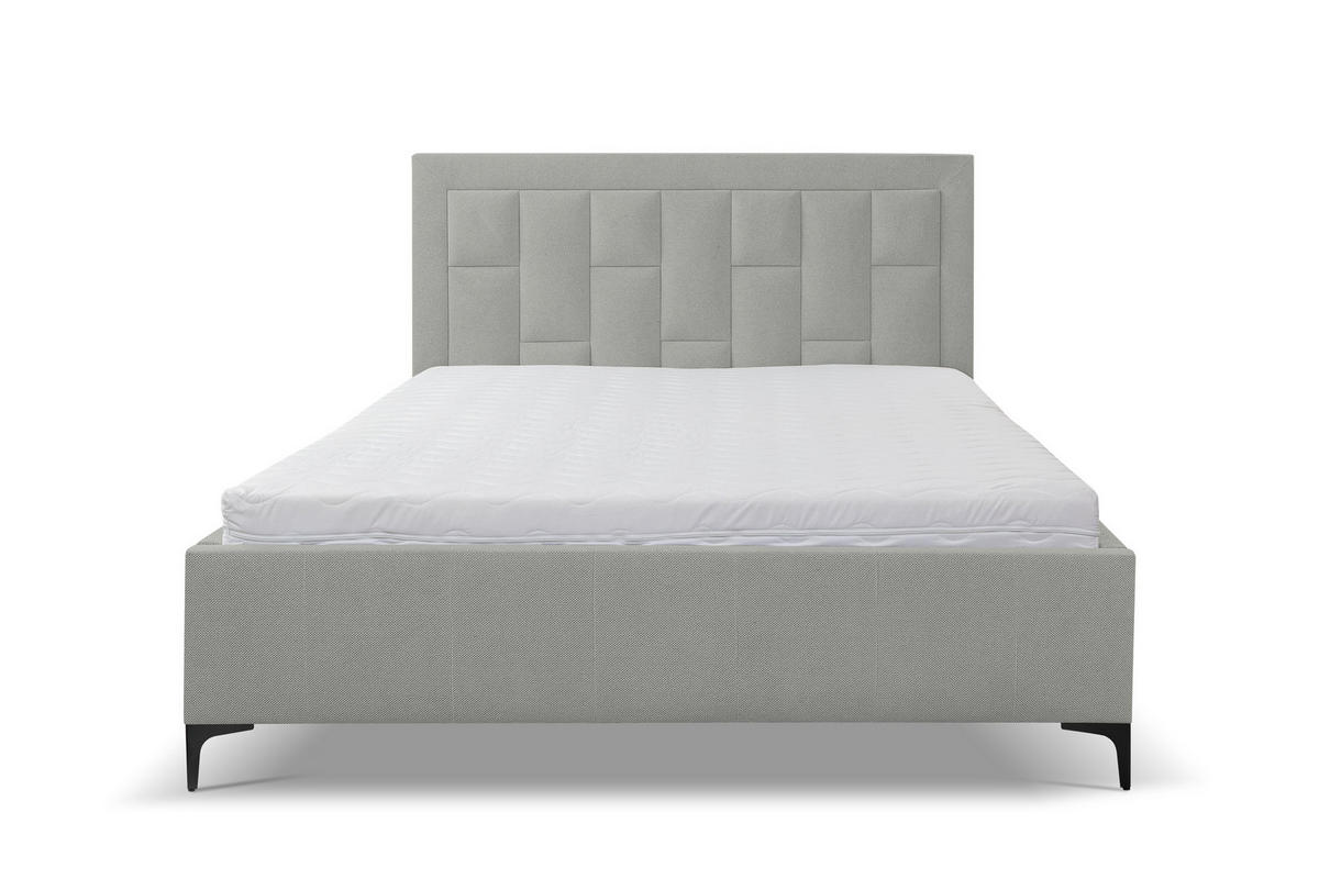 POLSTERBETT VENEZIA mit Kopfteil, 160 x200 cm, Doppelbett mit Bettkasten und Lattenrost aus Strukturstoff, Velourstoff, Frabe: Grau - Grau, Holz/Kunststoff (160/200cm) - VENASI MÖBEL