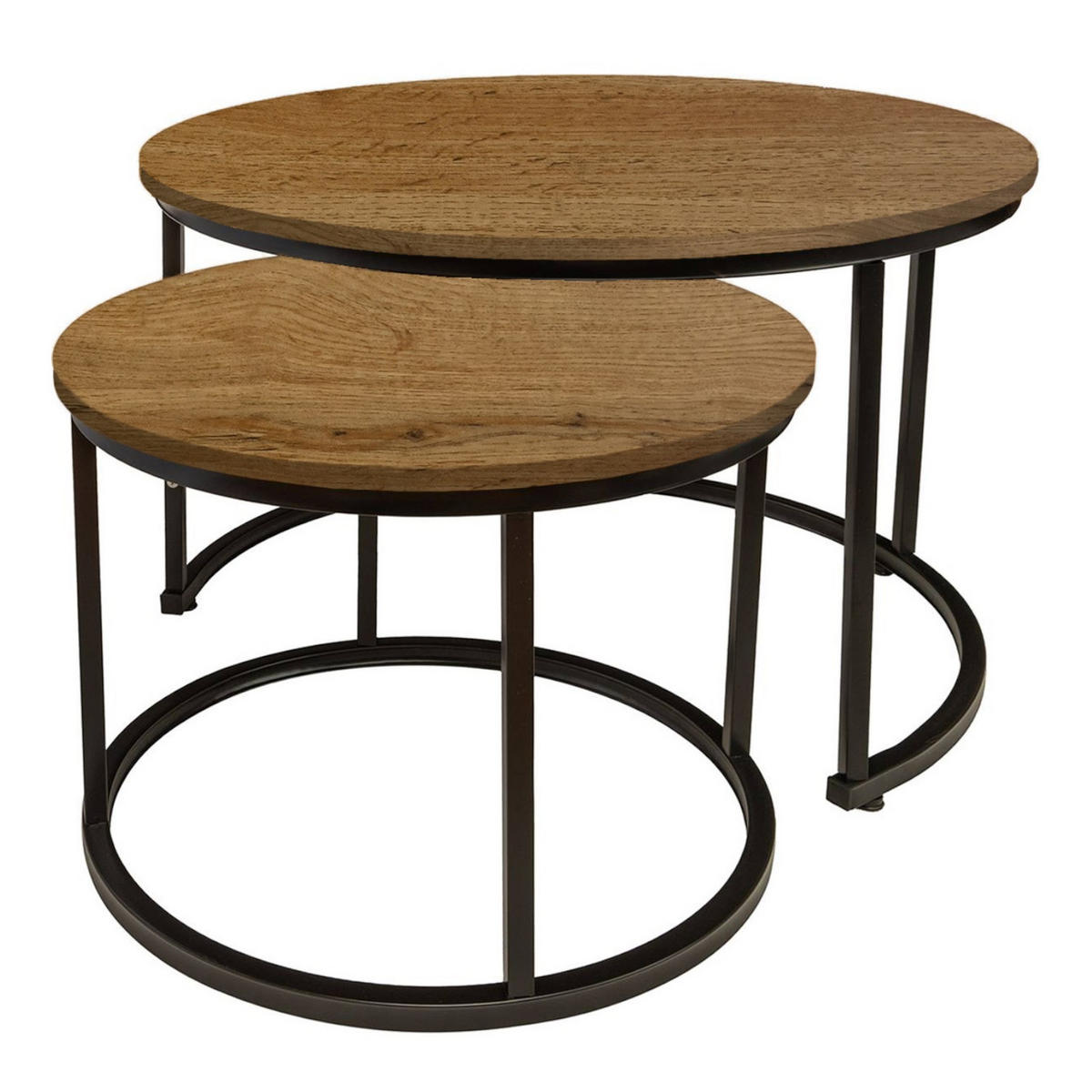 COUCHTISCH Holzoptik Metall Erlefarben Schwarz 2er Set 47x53x53 cm - Erlefarben/Schwarz, Holzwerkstoff/Metall (53/53/47cm) - Begryf