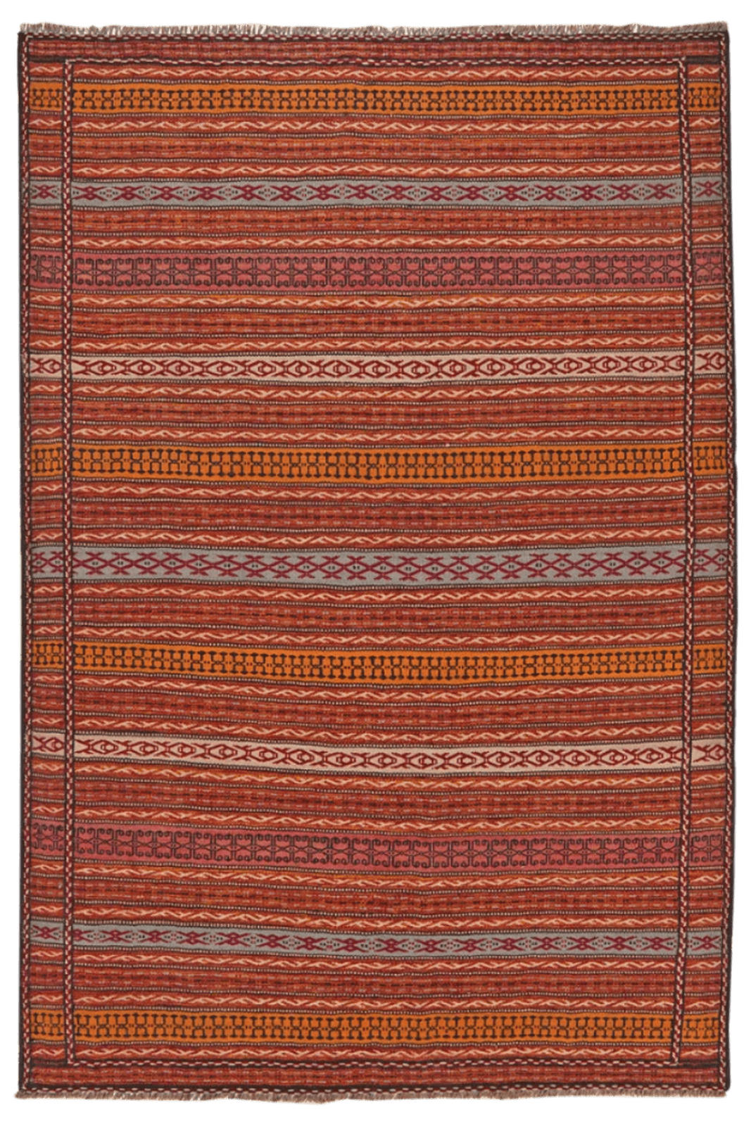 KELIM-TEPPICH handgewebt Kordi Orange 242/160 cm Schurwolle - Orange, Textil (160/242cm) - Looma
