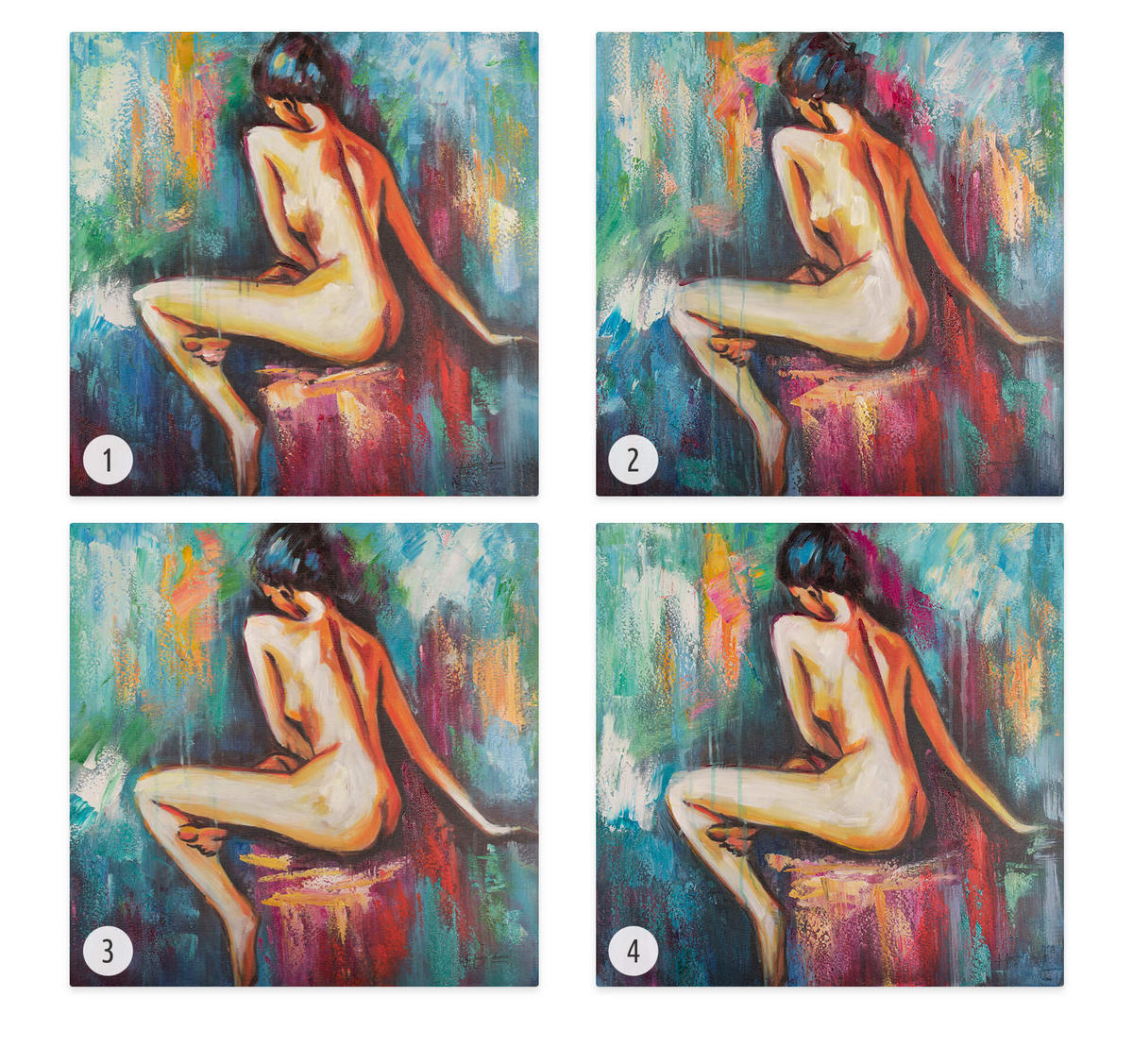 ACRYLBILD HANDGEMALT 60/60 cm - Blau/Gelb, Holz/Textil (60/60cm) - KUNSTLOFT