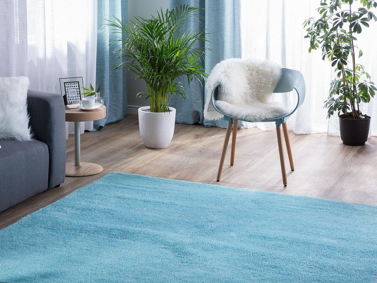 SHAGGY-TEPPICH Demre 200/140 cm - Blau, Kunststoff (140/200cm) - Beliani