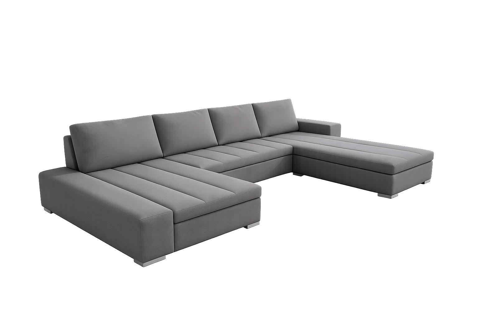 WOHNLANDSCHAFT VERONA U-Form mit Schlaffunktion, Bettkasten und Wellenfederung – Großzügiges Ecksofa 387 cm - Grau, Kunststoff (387/85/213cm) - Wohnideebilder