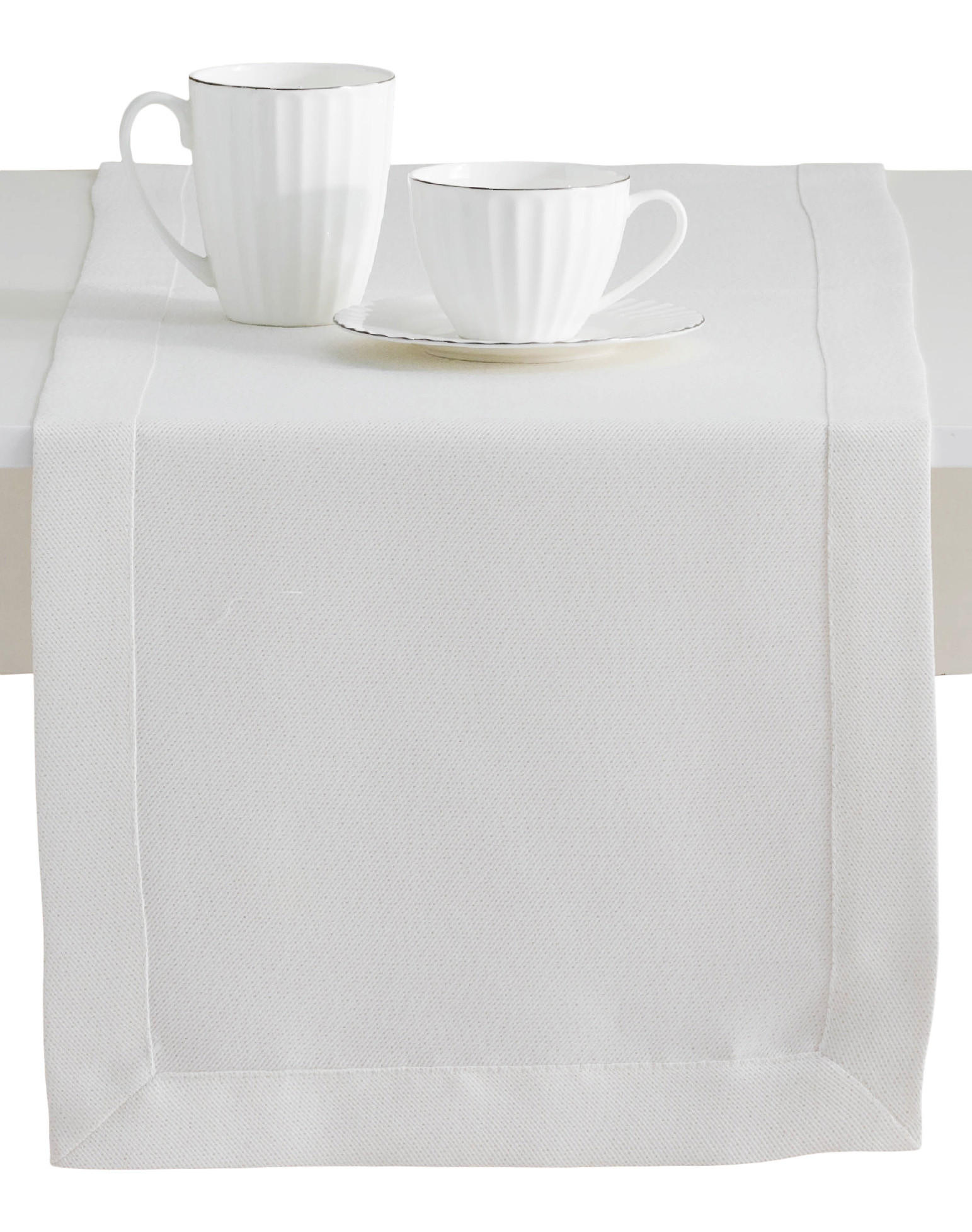 TISCHLÄUFER Sausa 35x180cm, Weiß - Weiß, Textil (35/180cm) - home&you