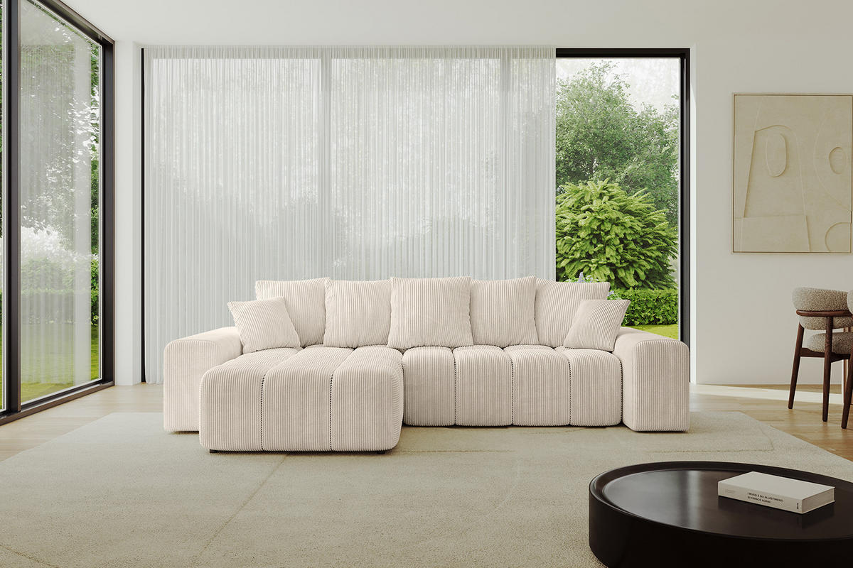 ECKSOFA Ottomane links/rechts ENIL-L 290x175x84 Beige Cord - Beige, Holzwerkstoff/Kunststoff (290/175cm) - ALTDECOR