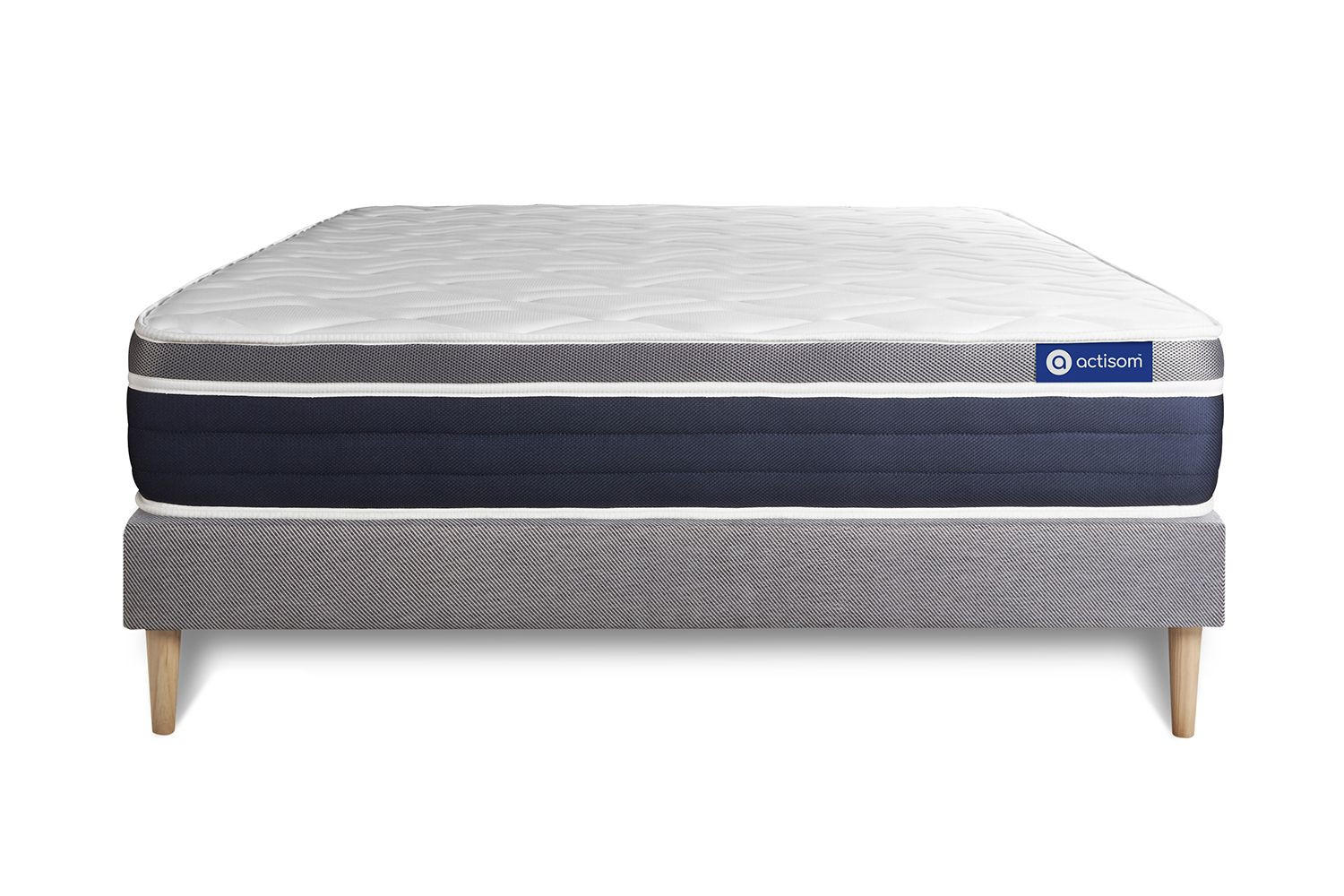 Thumbnail - Actisom Bett, Grau, Holz, H2, Höhe ca. 26 cm, 180x210 cm, Oeko-Tex® Standard 100, Schlafzimmer, Betten