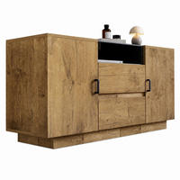 KOMMODE aus Spanplatte 140x40x70 cm Eiche mit ESG-Glas, 2 Schubladen und verstellbaren Einlegeböden - Eichefarben, Glas (140/70/40cm) - IVMEU