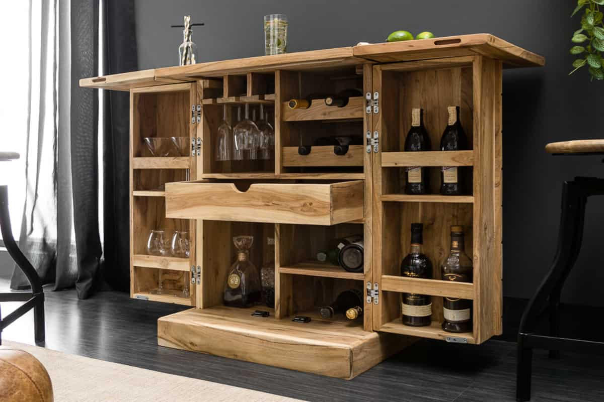 BARSCHRANK MOSAICO Akazie 130cm - Braun, Holz (65/90/50cm) - riess-ambiente