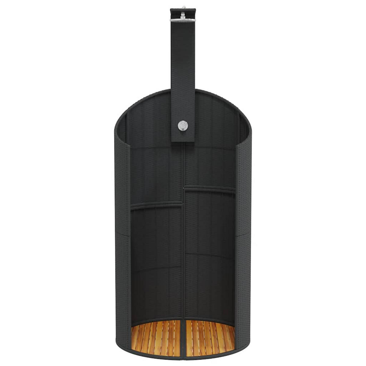 GARTENDUSCHE Schwarz 100/100/241.5 Cm Poly Rattan Akazienholz - Schwarz, Holz (100/241.5/100cm) - vidaXL