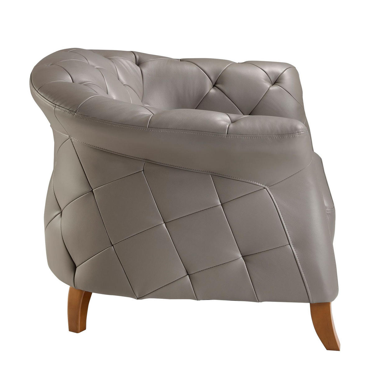 CHESTERFIELD-SESSEL Grauer Ledersessel 112/99/81 cm - Grau/Honig, Leder (112/81/99cm) - ANGEL CERDA