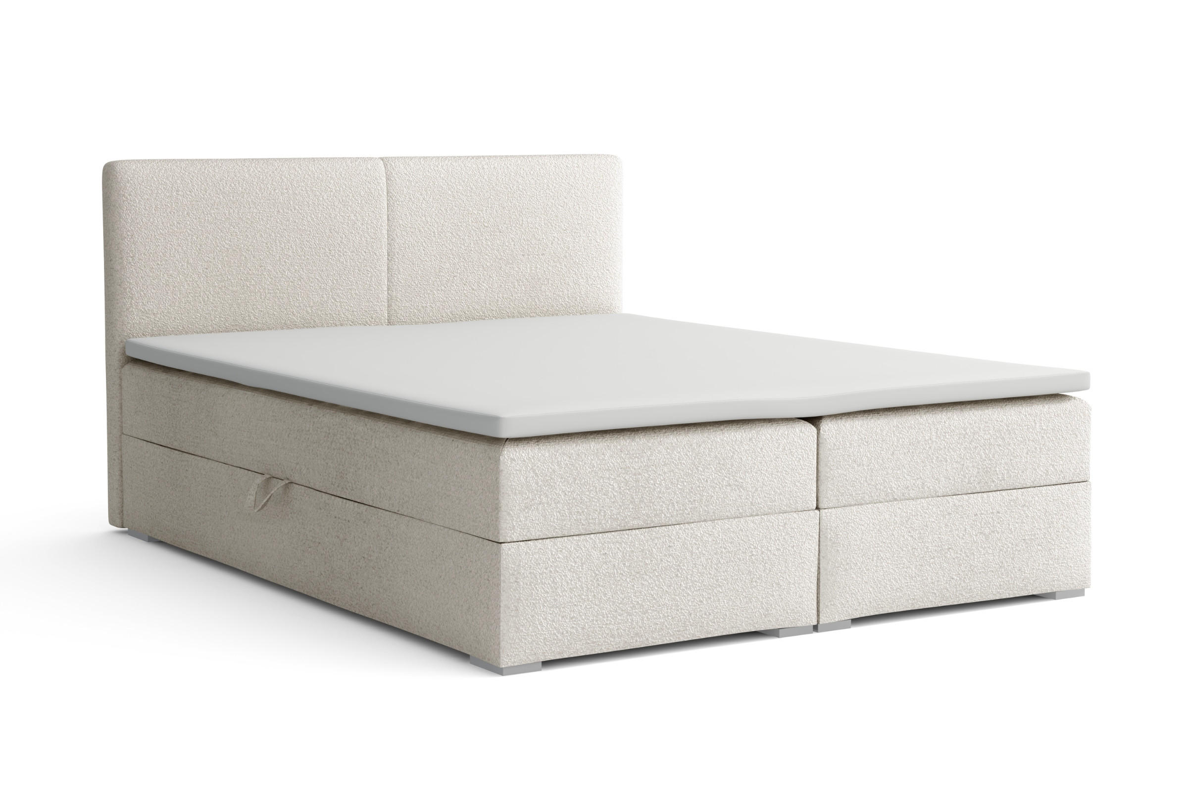 BOXBETT LINA 200/200 in Boucle Creme H3 - Creme, Holz/Holzwerkstoff (200/200cm) - Deine Möbel 24