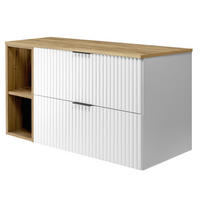 WASCHBECKUNTERSCHRANK FLOW mit Regal + Platte Eiche Craft 100/57/46 cm - Eichefarben, Holzwerkstoff (100/57/46cm) - Rodan