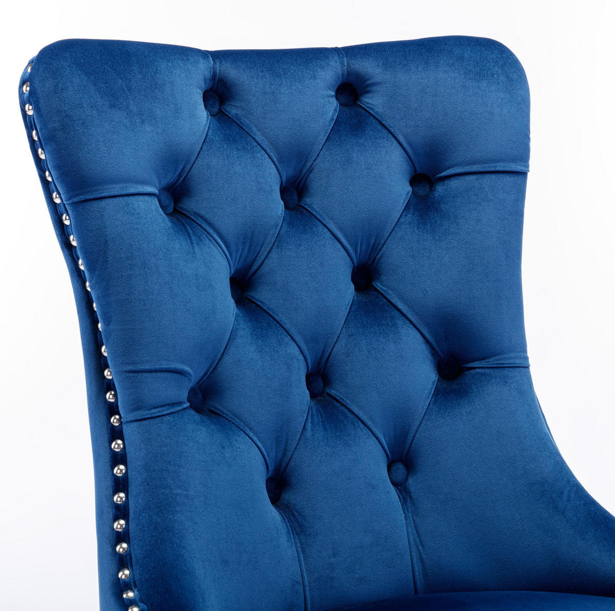ESSZIMMERSTUHL mit hoher Rückenlehne 2er-Set Samt Blau - Blau, Metall (50/95/65cm) - Meubliv