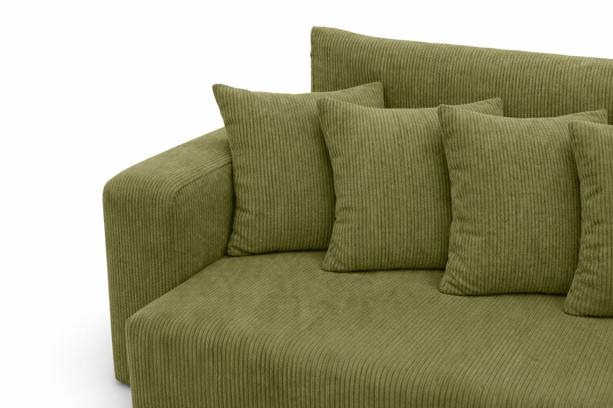SCHLAFSOFA, Cordstoff Poso, Olive, PIANO DOUBLE - Olivgrün, Holz (246/83/145cm) - Kaiser Möbel