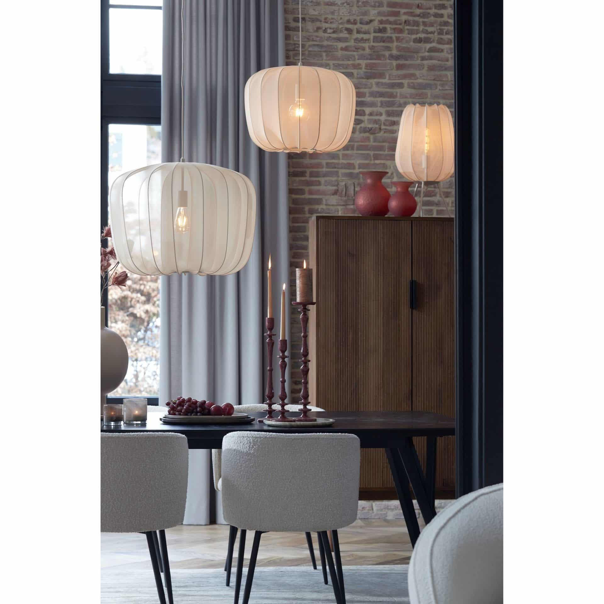 TISCHLAMPE Plumeria Braun Ø34/60 cm - Beige, Textil (34/34/60cm) - Light & Living
