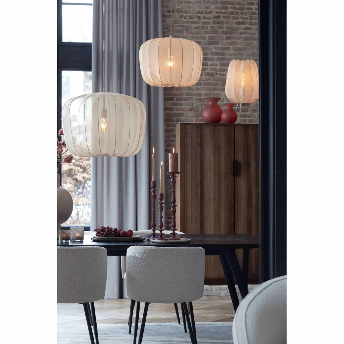 TISCHLAMPE Plumeria Braun Ø34/60 cm - Beige, Textil (34/34/60cm) - Light & Living