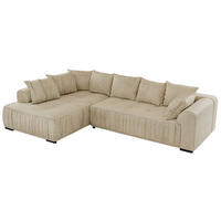 ECKSOFA ORTA Beige Velvet - Links - Beige/Schwarz, Textil (325/200cm) - MKS