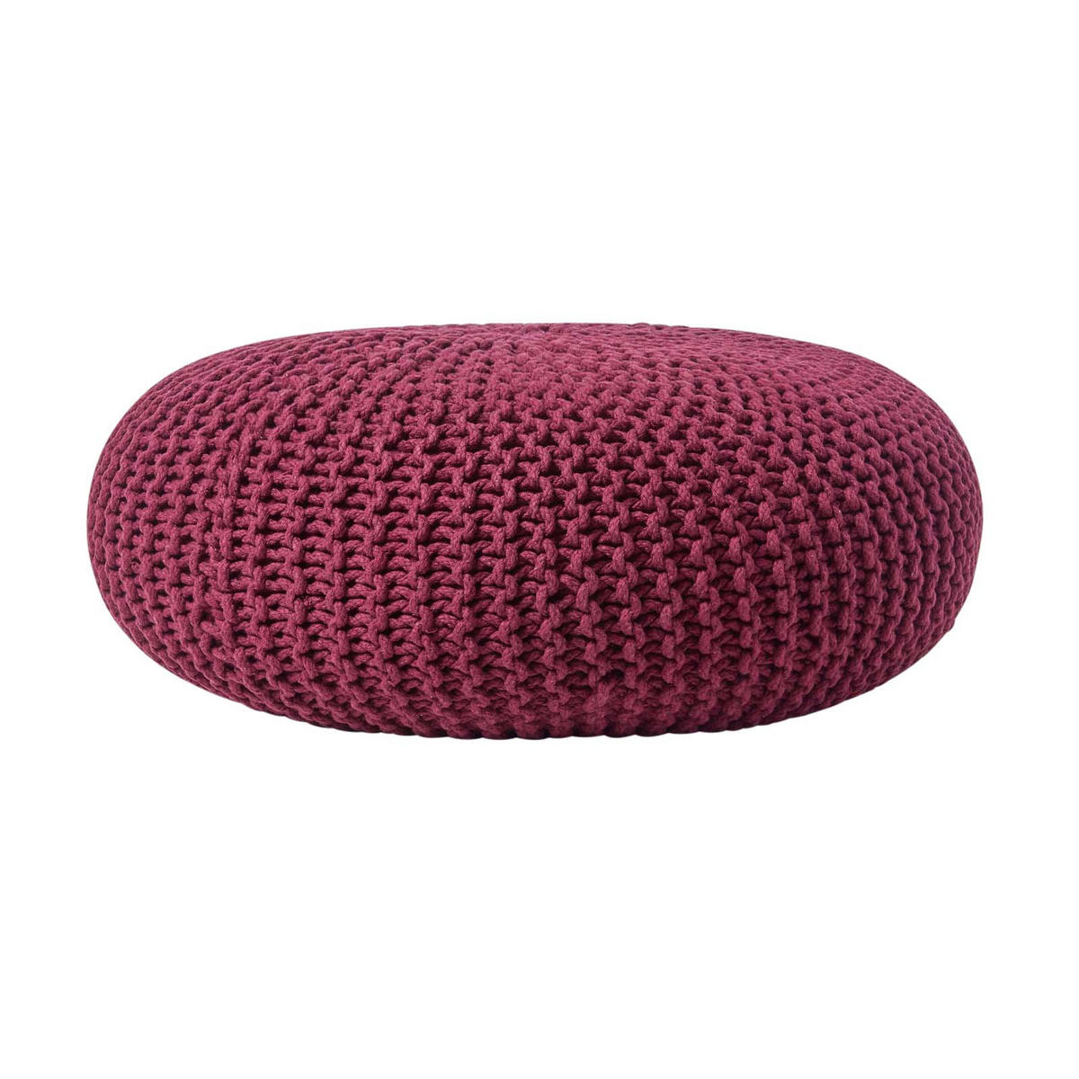 STRICK-POUF weinrot, Bodenkissen rund 70/70/23 cm - Weinrot, Textil (70/23/70cm) - Homescapes