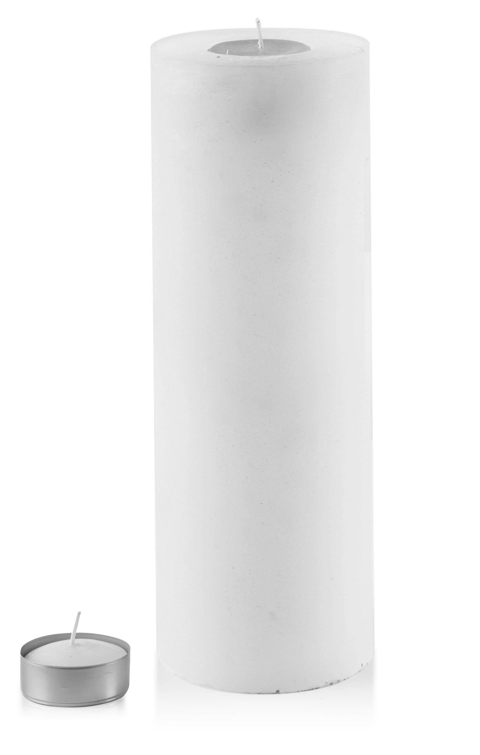 TEELICHTHALTER Rustic Weiß 12/12/36 cm Naturmaterial - Weiß, Naturmaterialien (36cm) - Mondex
