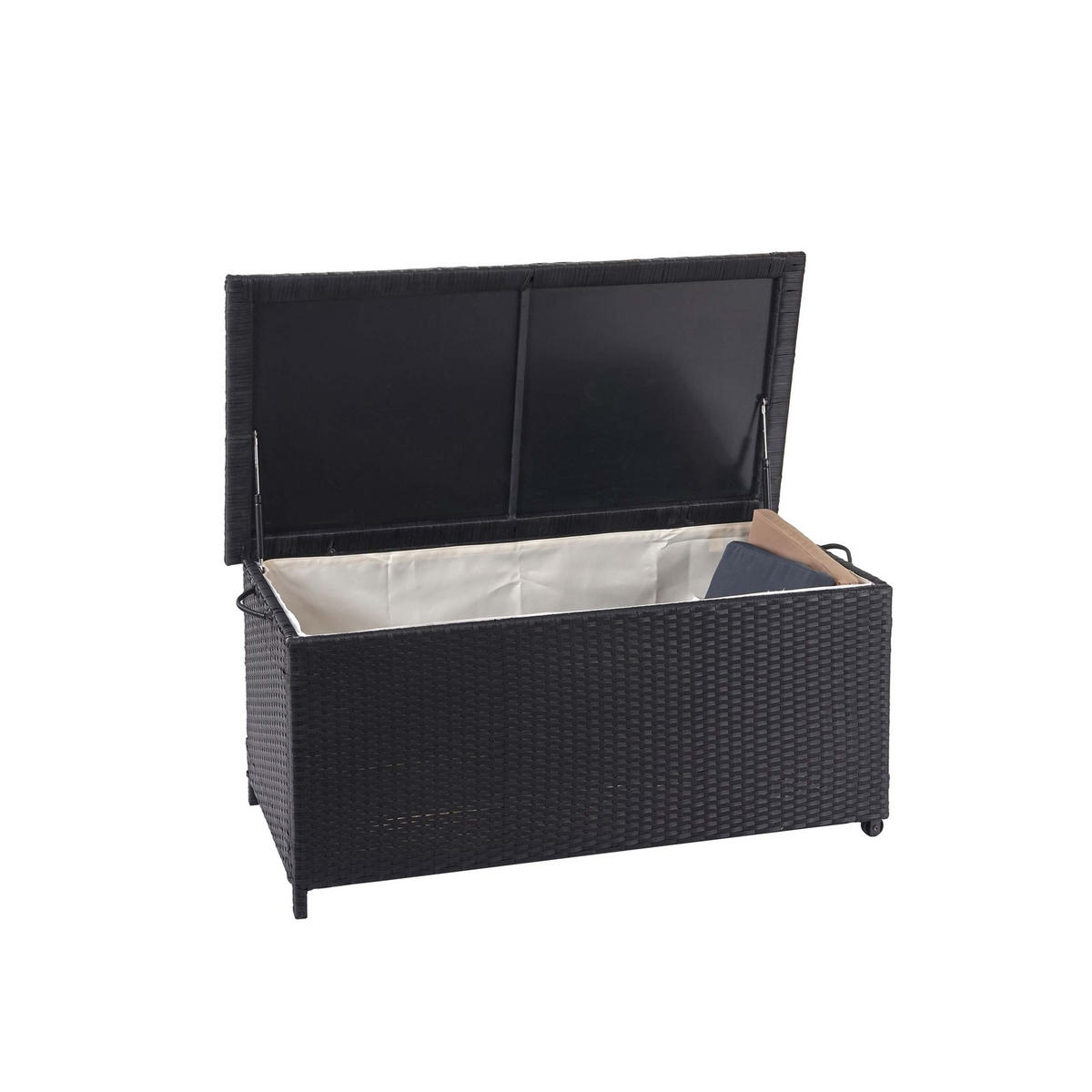 KISSENBOX aus Poly-Rattan HxBxT 51x100x50cm Premium schwarz 170L - Schwarz, Kunststoff (100/51/50cm) - PROREGAL