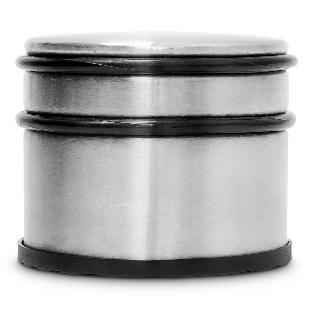 TÜRSTOPPER Silber Edelstahl Gummi 7,5x9,5 cm XL - Silberfarben, Kunststoff/Metall (9.5/9.5cm) - Relaxdays