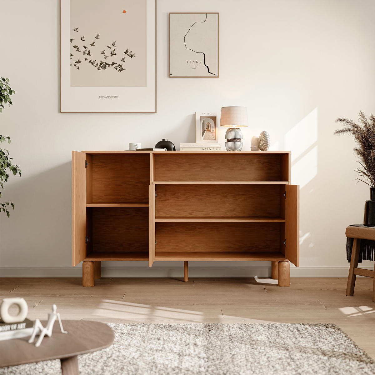 KOMMODE SENA mit Schränken - Naturfarben, Holzwerkstoff (140/91.6/40.6cm) - Idohome