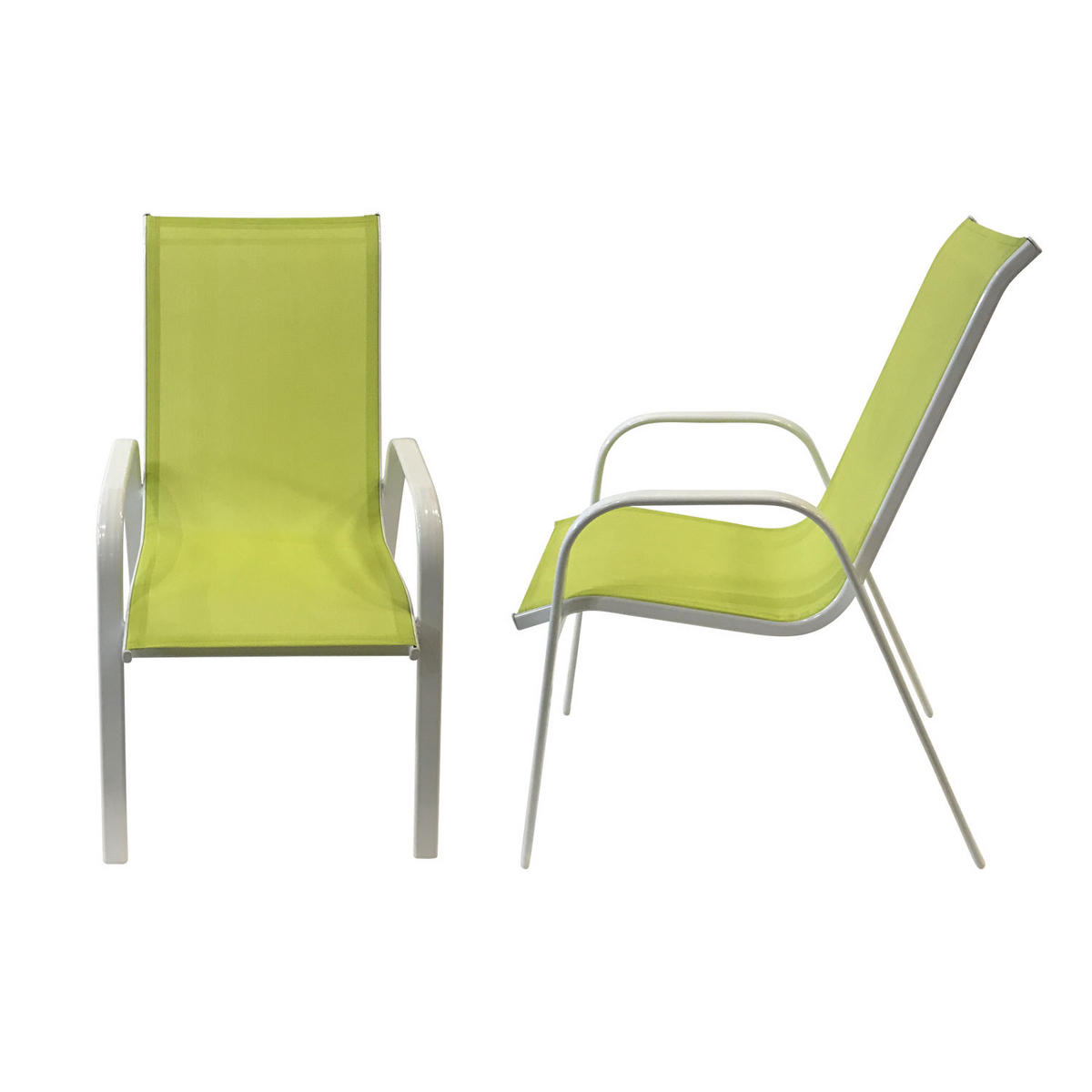 GARTENSTÜHLE Marbella Grün und Weiß 6er-Set - Grün, Kunststoff (56.5/92.5/76cm) - Happy Garden