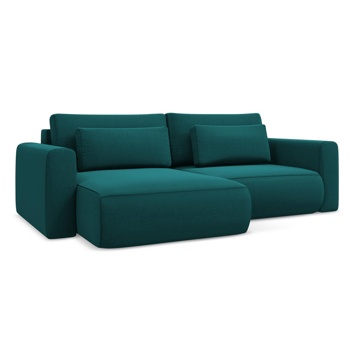 ECKSOFA mit Schlaffunktion Samt Stoff Blau - Blau/Petrol, Kunststoff/Textil (149/240cm) - LaMiaSofa