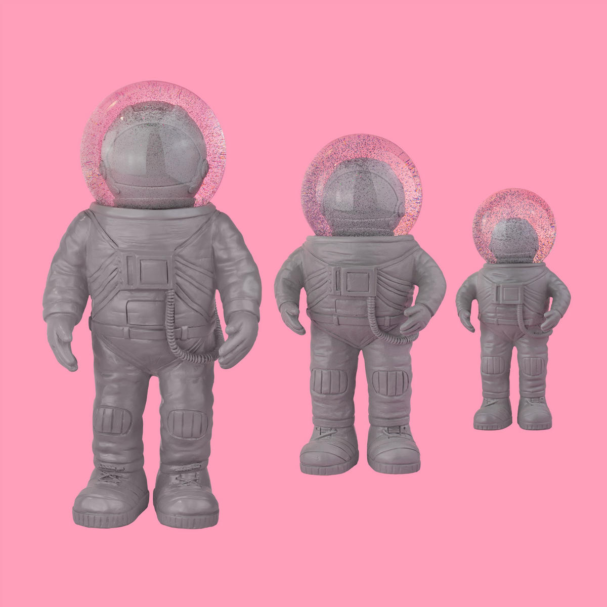 SCHNEEKUGEL Summerglobe The Astronauts Small, Glas / Polyresin, Grau, 13 cm - Grau, Glas (6/13/5cm) - Donkey Products