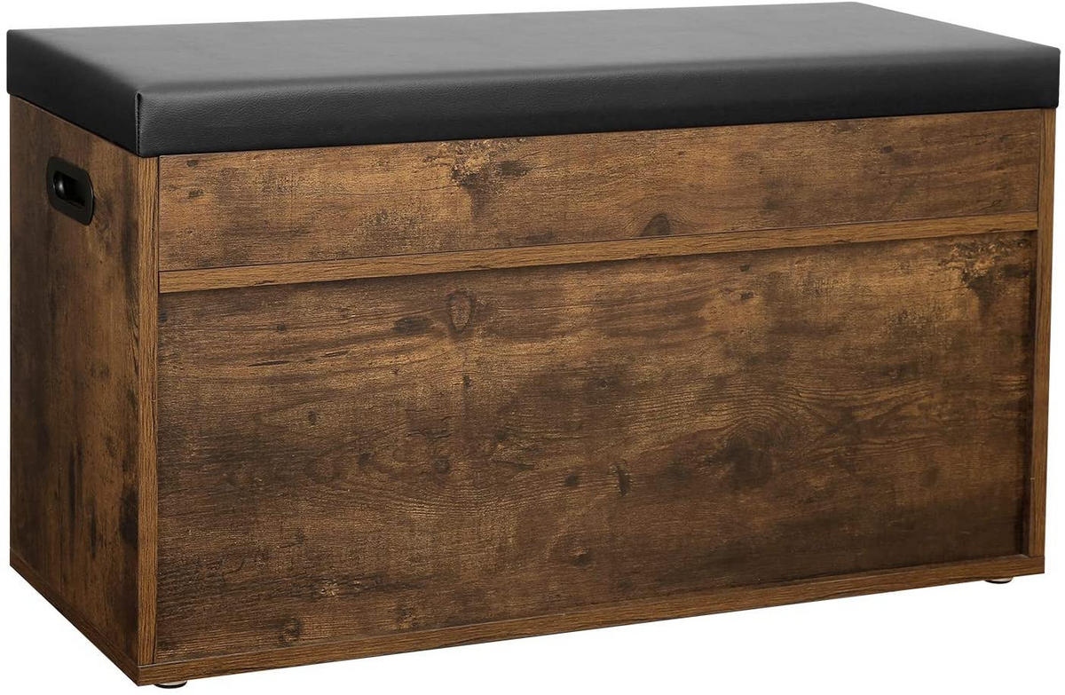 SCHUHBANK Rustikales Braun 80x30 cm LHS30BX Mit Sitzfläche - Schwarz, Holzwerkstoff (80/44/30cm) - Edanti