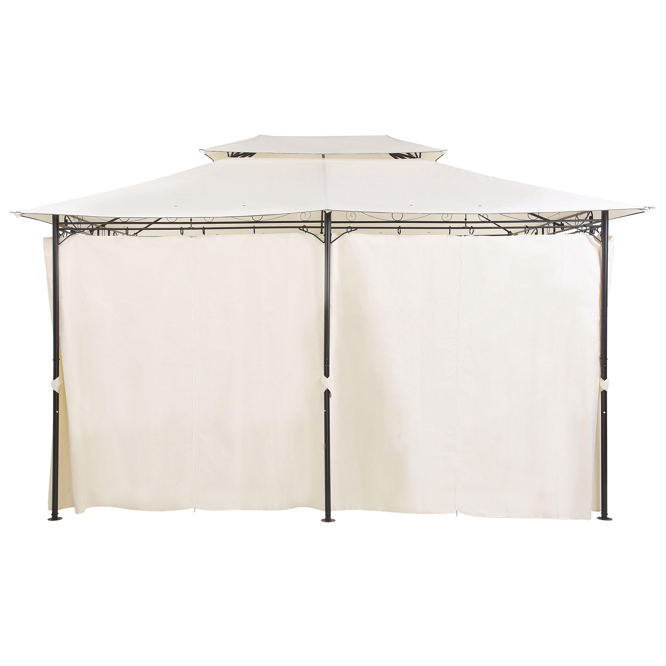 PAVILLON Stahl beige/schwarz rechteckig 300/400 cm Colos - Beige/Schwarz, Metall (400/300/300cm) - Beliani