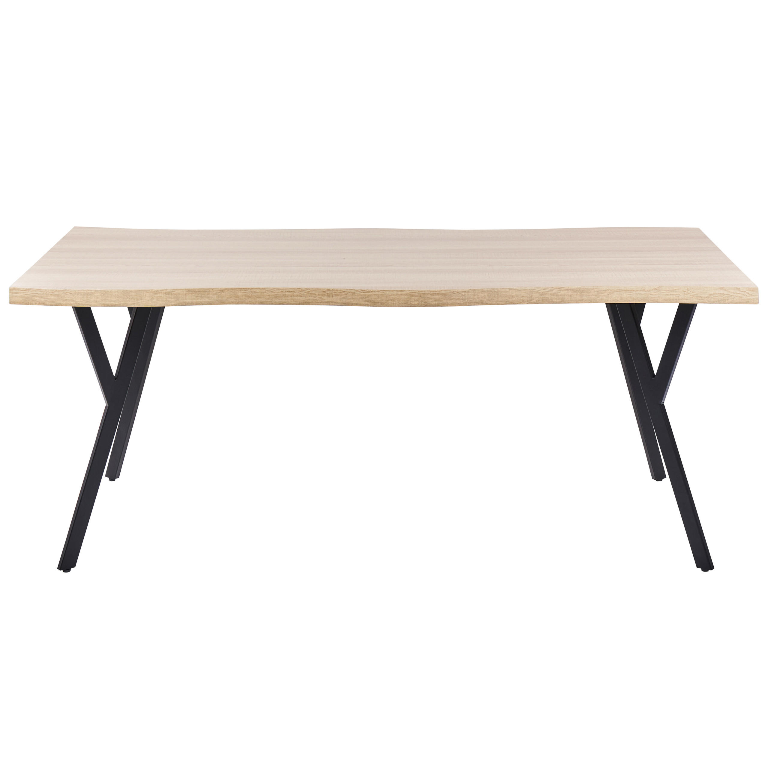 ESSTISCH heller Holzfarbton/schwarz 180/90 cm Alton - Hellbraun/Schwarz, Holzwerkstoff (180/90/76cm) - Beliani