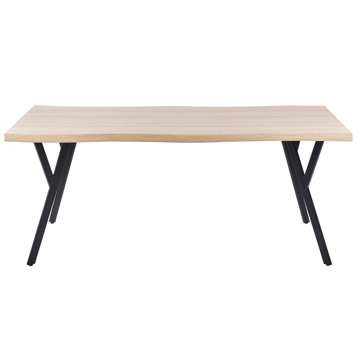 ESSTISCH heller Holzfarbton/schwarz 180/90 cm Alton - Hellbraun/Schwarz, Holzwerkstoff (180/90/76cm) - Beliani