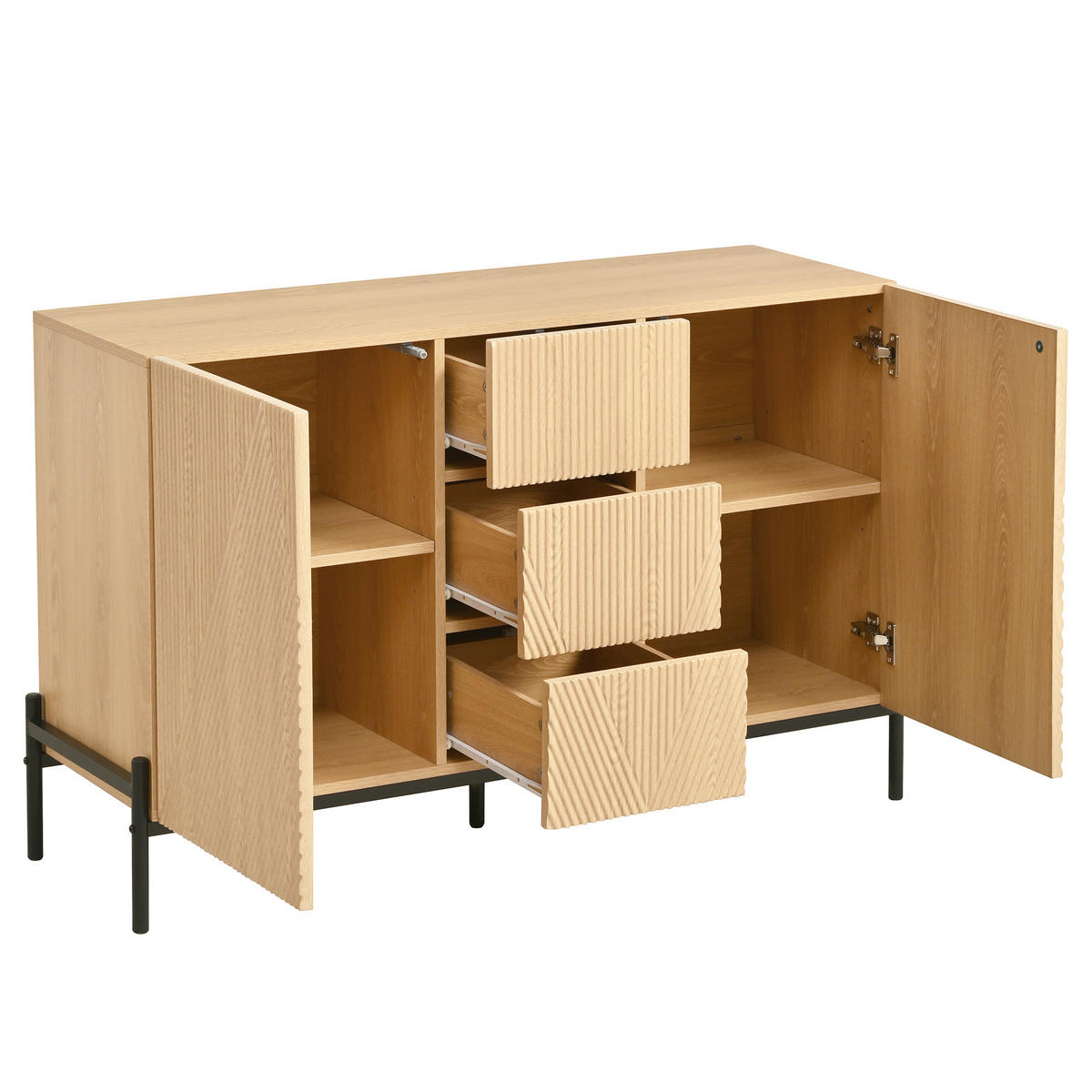 SIDEBOARD 115,5/40/76 cm Natur aus MDF mit Türen und Schubladen - Naturfarben, Holzwerkstoff (115.5/76/40cm) - OKWISH