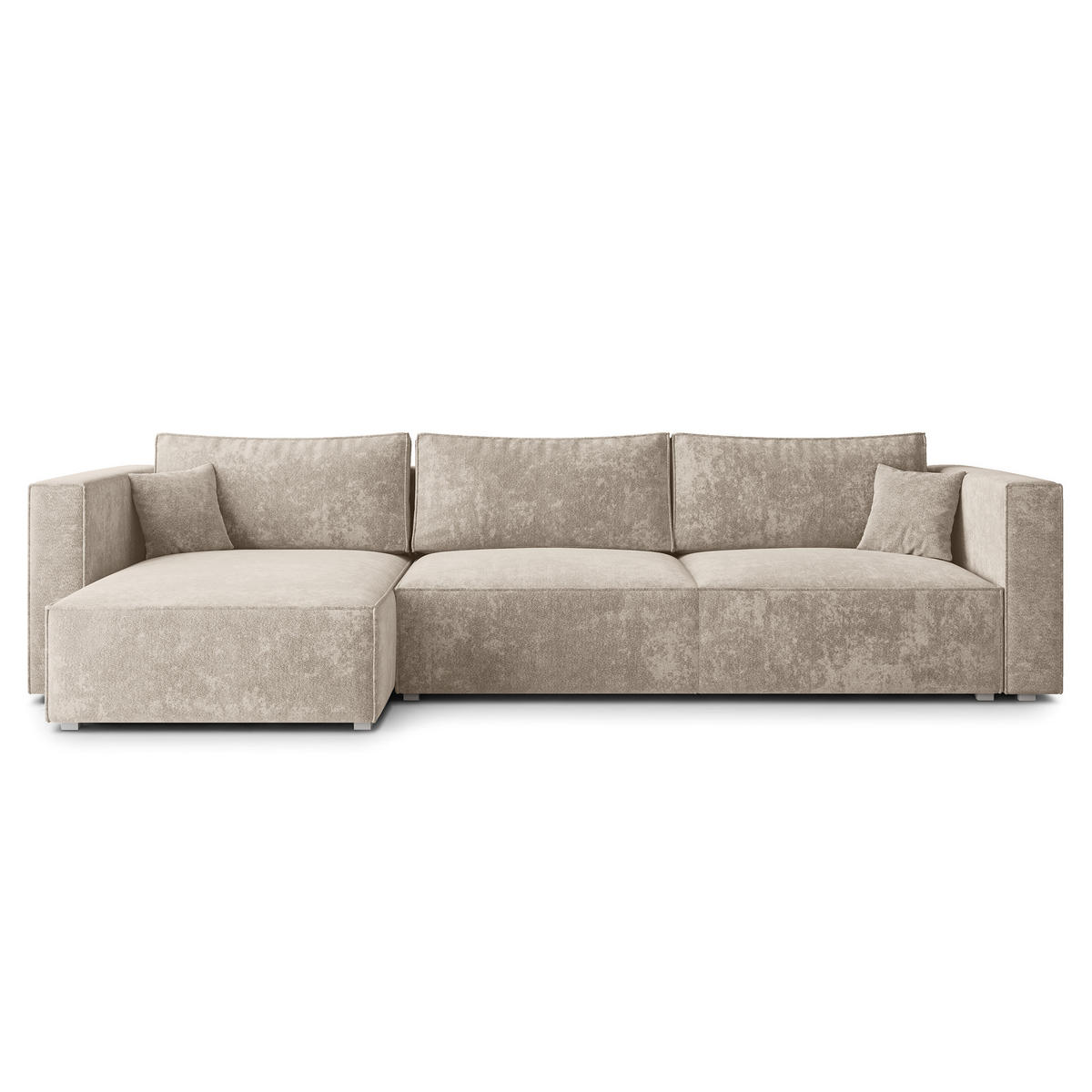 ECKSOFA TOLMO LM Creme Chenille mit Schlaffunktion - Creme, Holzwerkstoff/Textil (347/148cm) - MASSENO