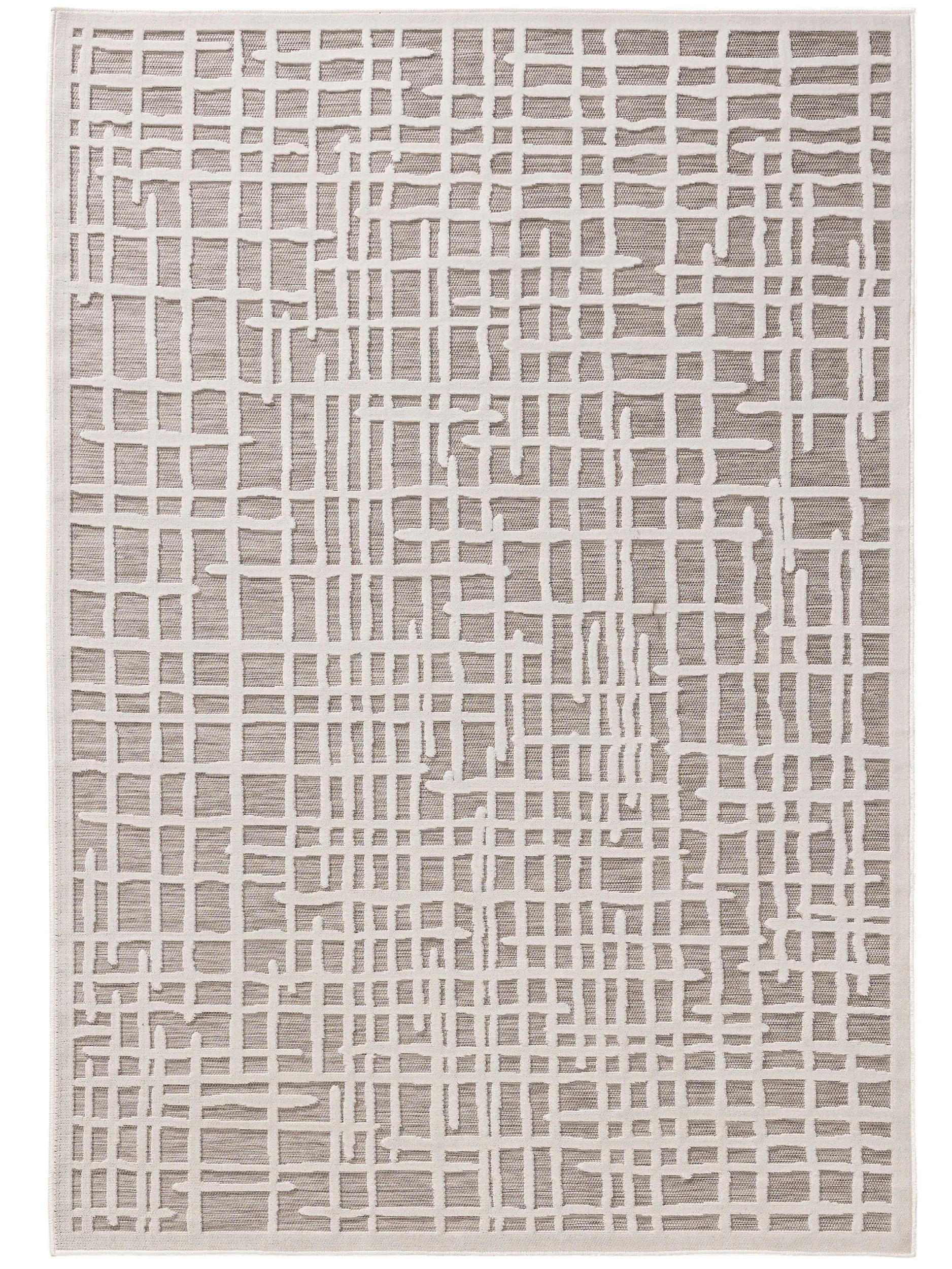 VNÚTORNÝ a vonkajší koberec Flora Šedá 80x150 cm - krémová, plast (80/150cm) - benuta