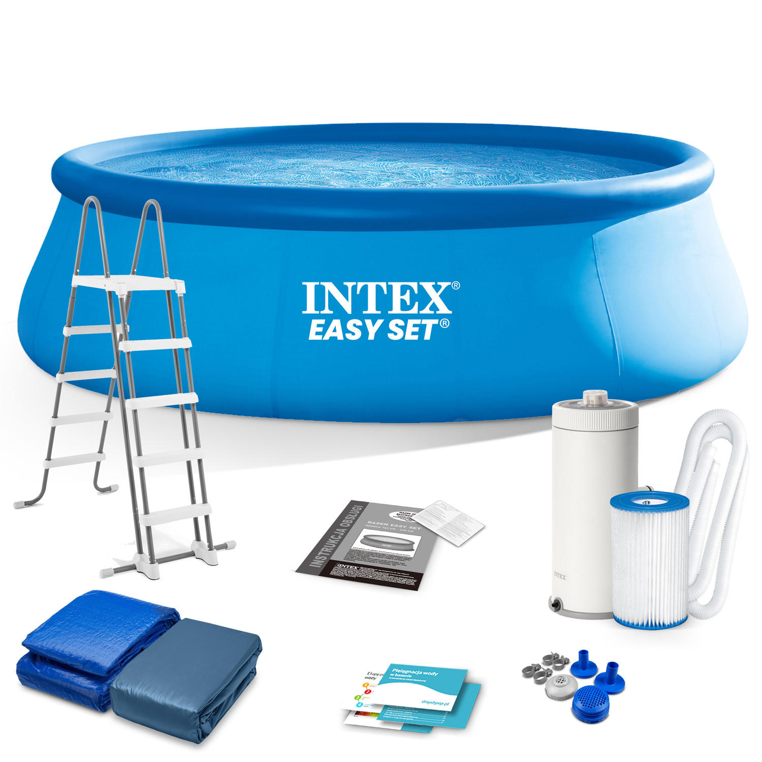 QUICK-UP POOL SET 457 x 122 cm, 12in1 - 26168 - Blau, Textil (457/122cm)